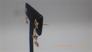 10K Yellow Gold Bows with Dangling Hearts Earrings 0.6g
